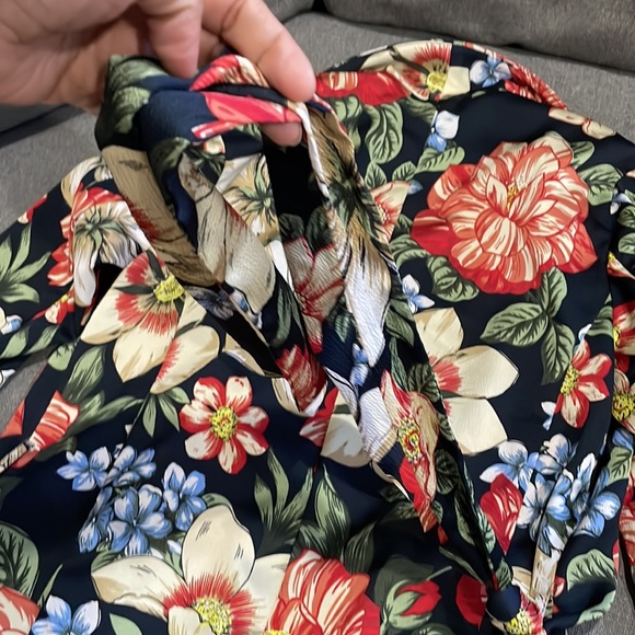 Zara Black Floral Print Open Blazer with option Tie Belt - Picture 10 of 15